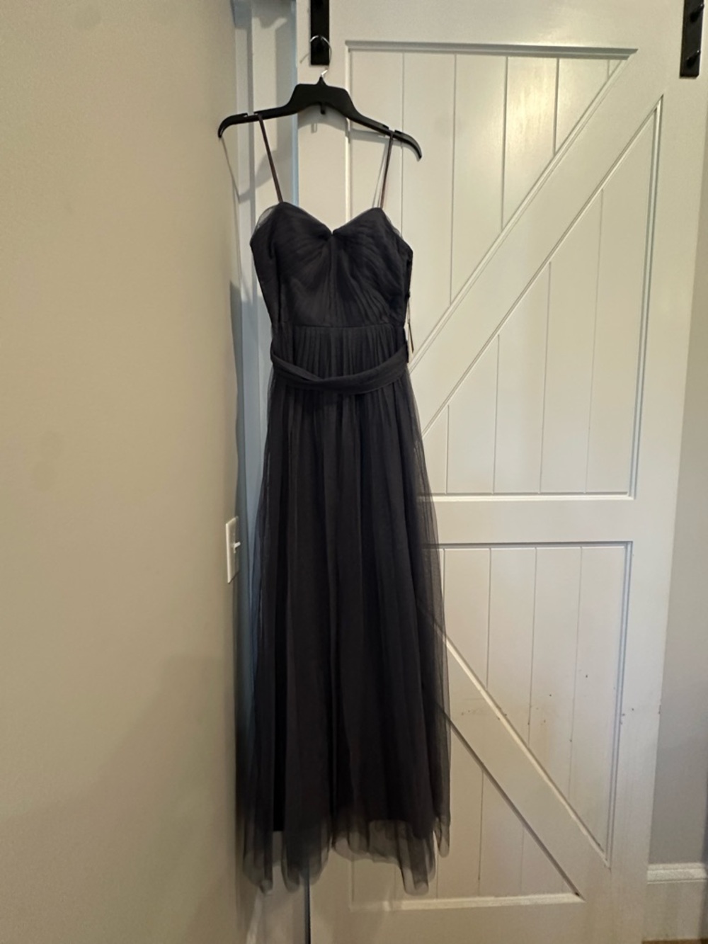 Adrianna Papell Black Tulle Strapless Maxi Gown NWT